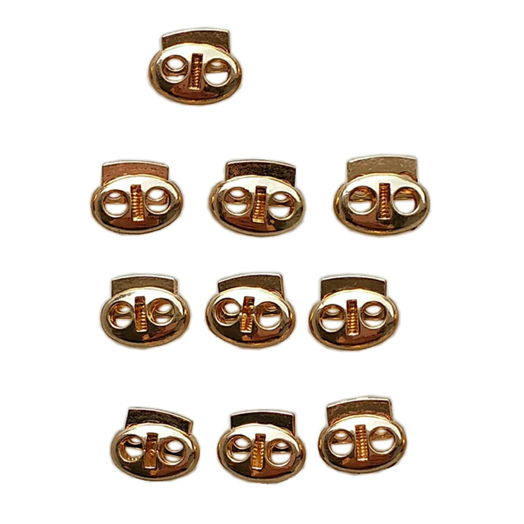 10pcs Travel Dual Holes Cord Locks Spring Loaded Stopper Toggle Buckle Clamp