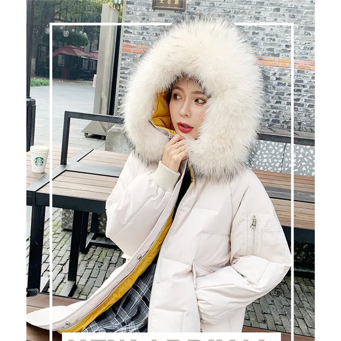 Jacket New Woman Overknee Down Cotton Long Overcoat Coltsfoot Cotton Thick warm Jacket Loose Fur collar Coat Female Tide G102