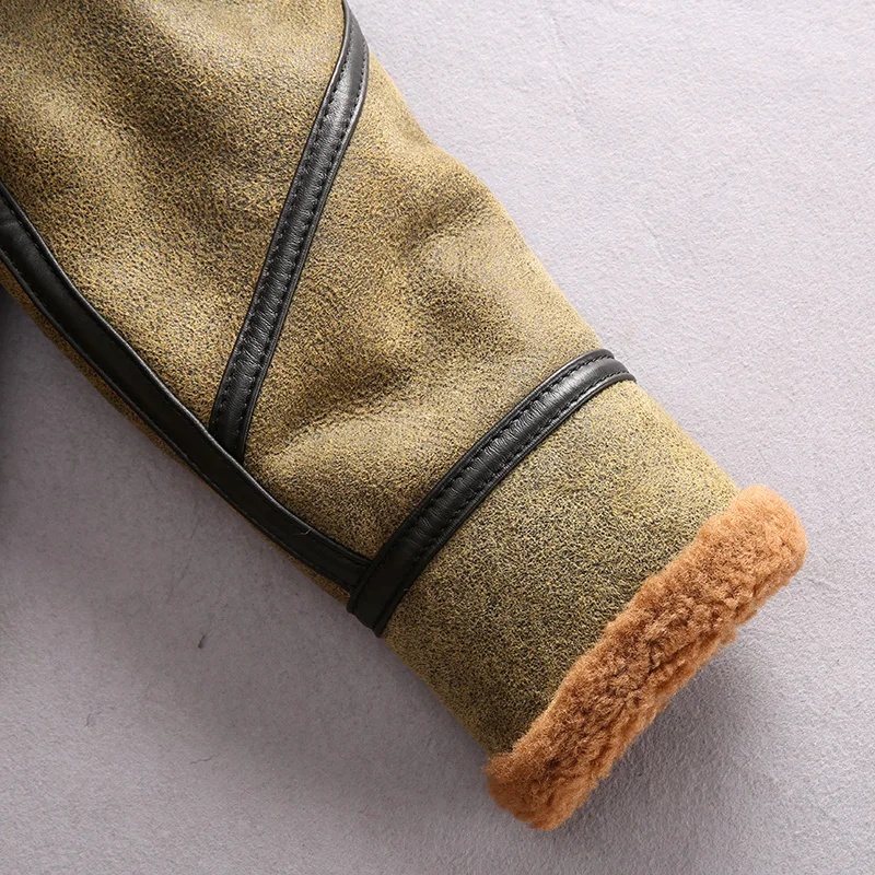 couro genuíno jaqueta de motocicleta shearling casaco de inverno masculino