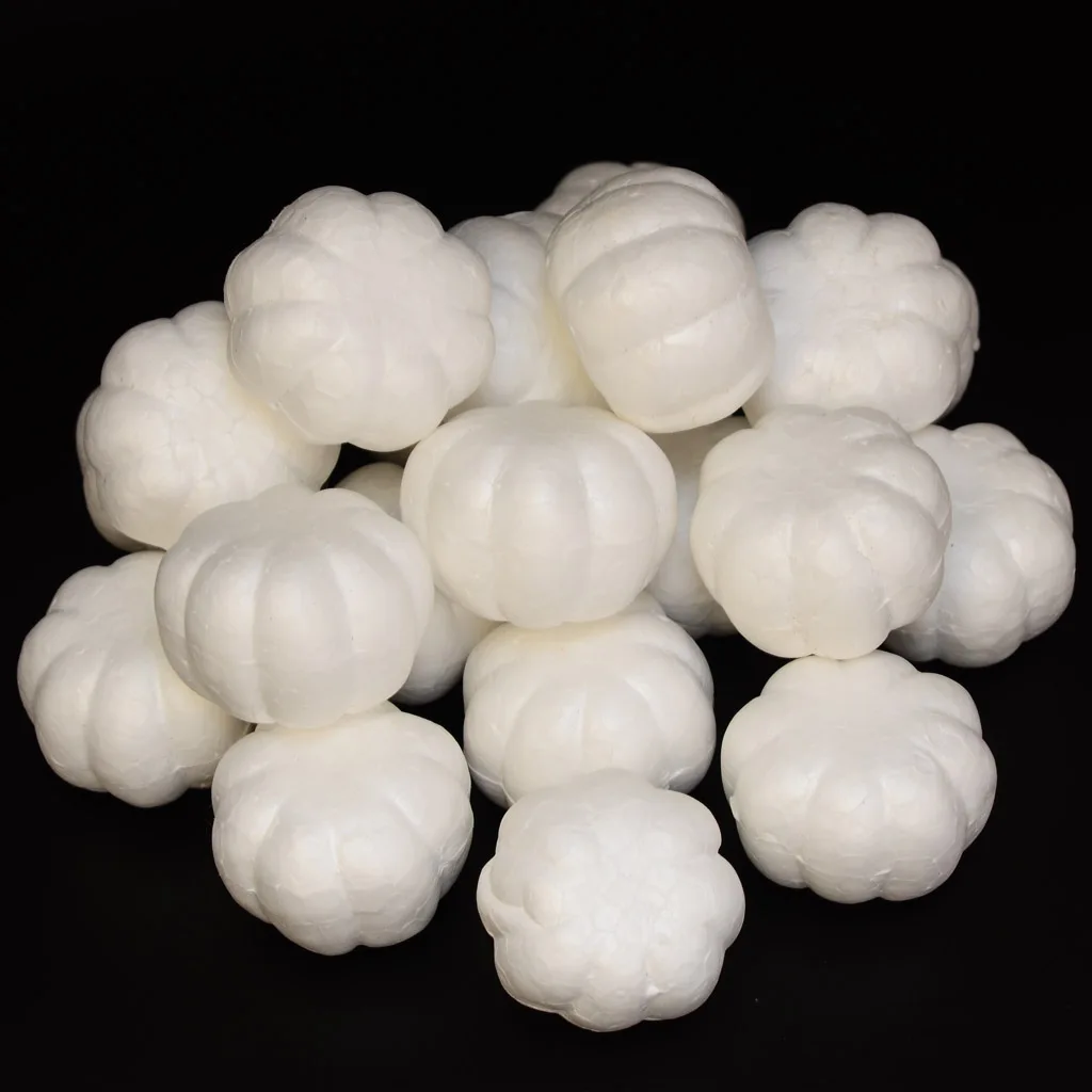 

20 Pieces White Halloween Pumpkin Polystyrene Styrofoam Foam Decor for Kid Craft