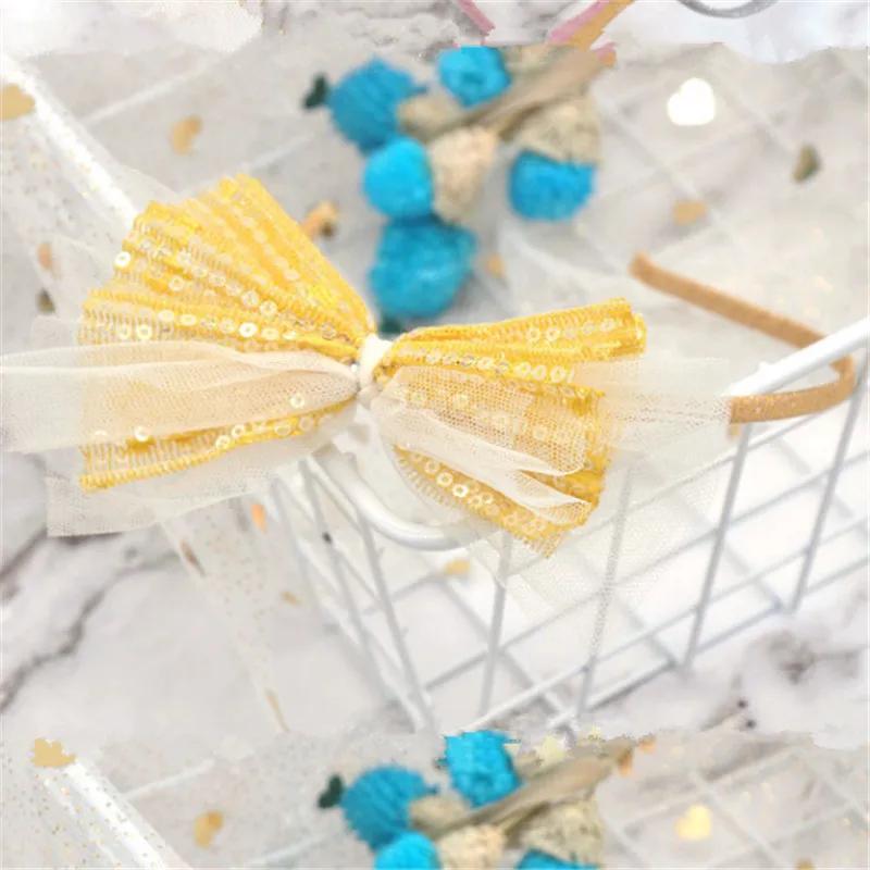 ginger hairbands 12 шт./лот, высокое качество, ручная работа, милый стиль, повязка на голову для принцессы, прекрасные блестки, марля, бант, Детская шпилька повязки на голову для девушек - Цвет: ginger hairbands