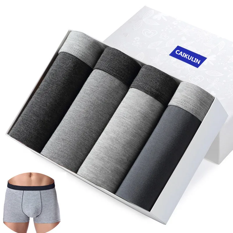 

4 Pcs/Lot Fiber fabric Soft Men's Underwear Boxershort Plus Size Boxers Mens Underwear Solid Boxer Male Panties Cotton Underpant