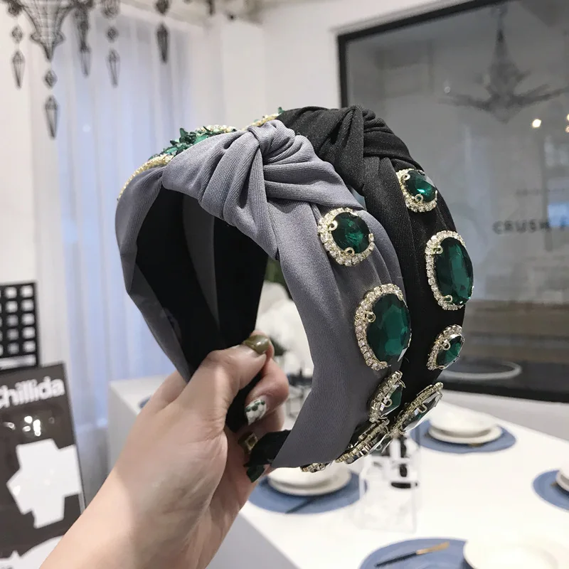 

Retro baroque Big Rhinestone Headband Crystal Stone Knot Hairband For Women Girls Hair Accessories Hair Jewelr