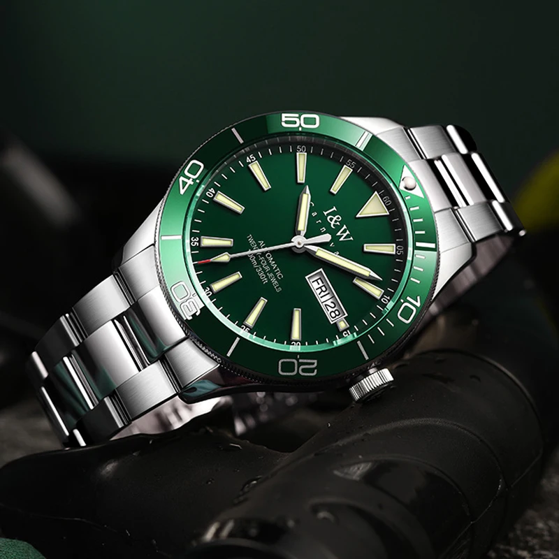 CARNIVAL Brand Men Automatic Mechanical Watch Waterproof 100M Luxury Sapphire Stainless Steel Watch NH36 Movement Reloj Hombre