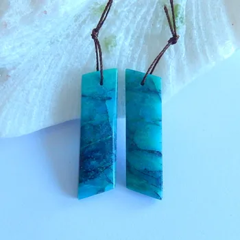 

Natural Chrysocolla fashion women gemstone Earrings,39x11x5mm,9.4g