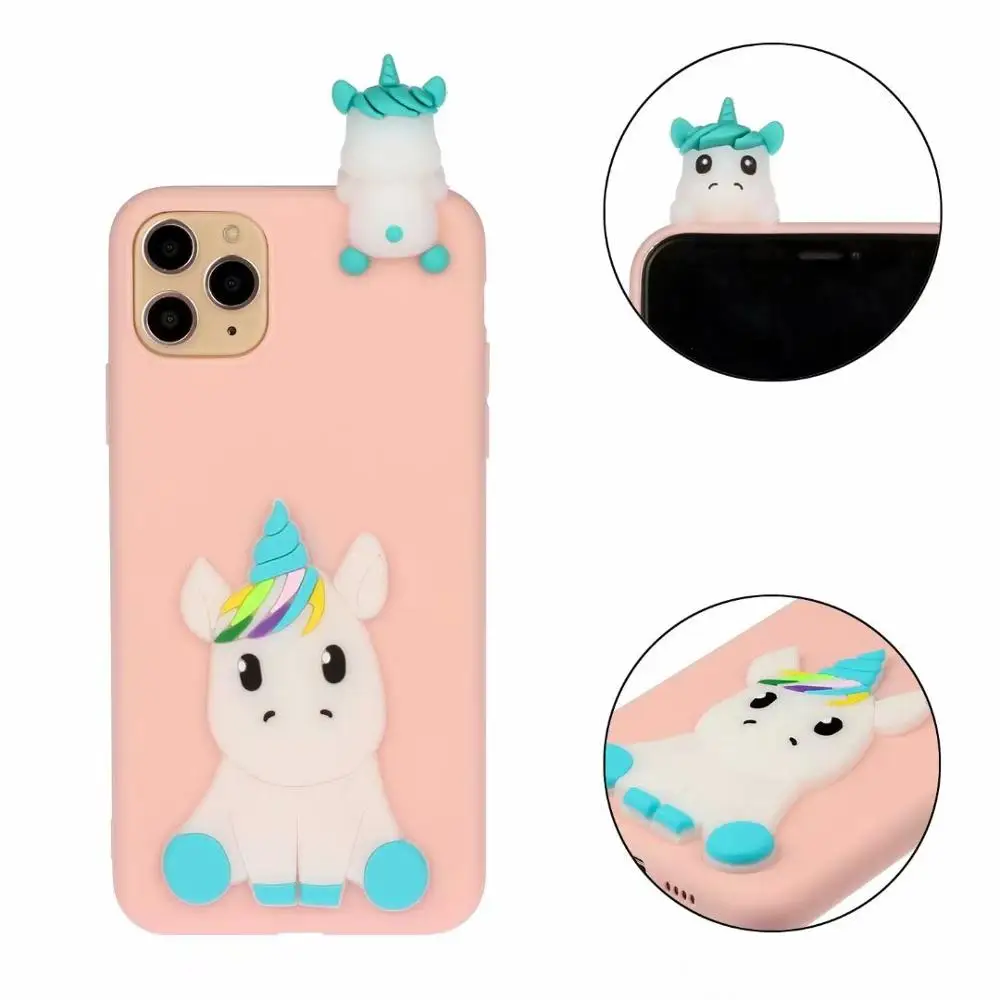 Для iPhone 11 Pro XS Max XR X 6S 7 8 Plus чехол 3D единорог Capinha Funda женский Мягкий силиконовый чехол