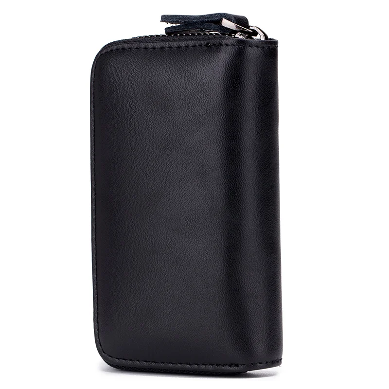 Men leather zipper car key wallet ladies casual butler 6 key organizer holder keychain wallet fashion firm