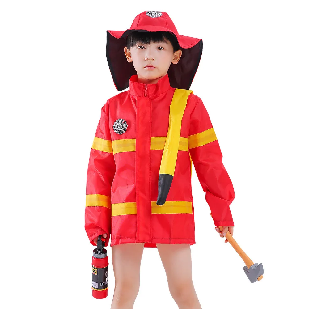 Хэллоуин Дети Карнавальный костюм для детей Пожарная служба детский сад комбинезон униформа пожарный Профессиональная форма с реквизитами