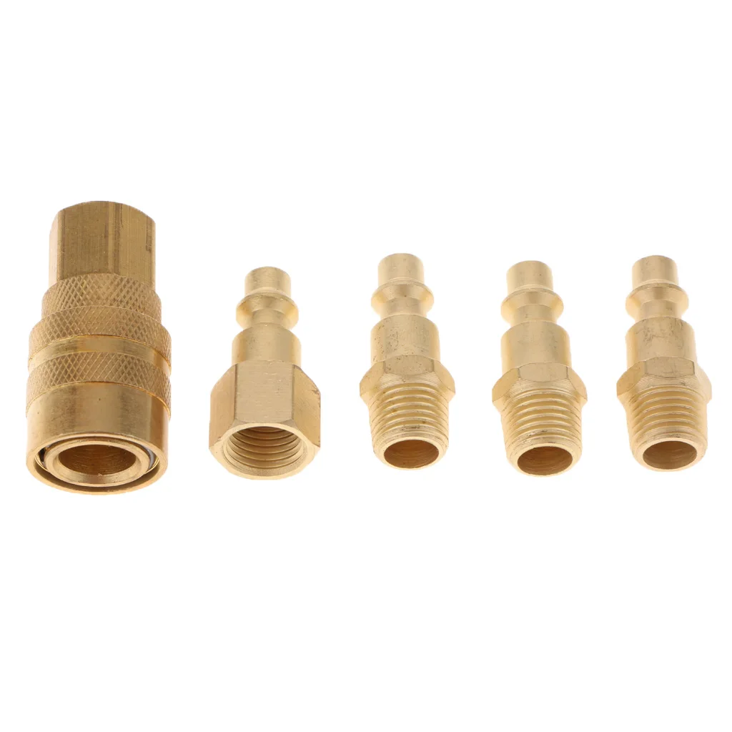 5 Pieces 1/4'' NPT Air Tool Couplers With Adapter Quick Release Fittings
