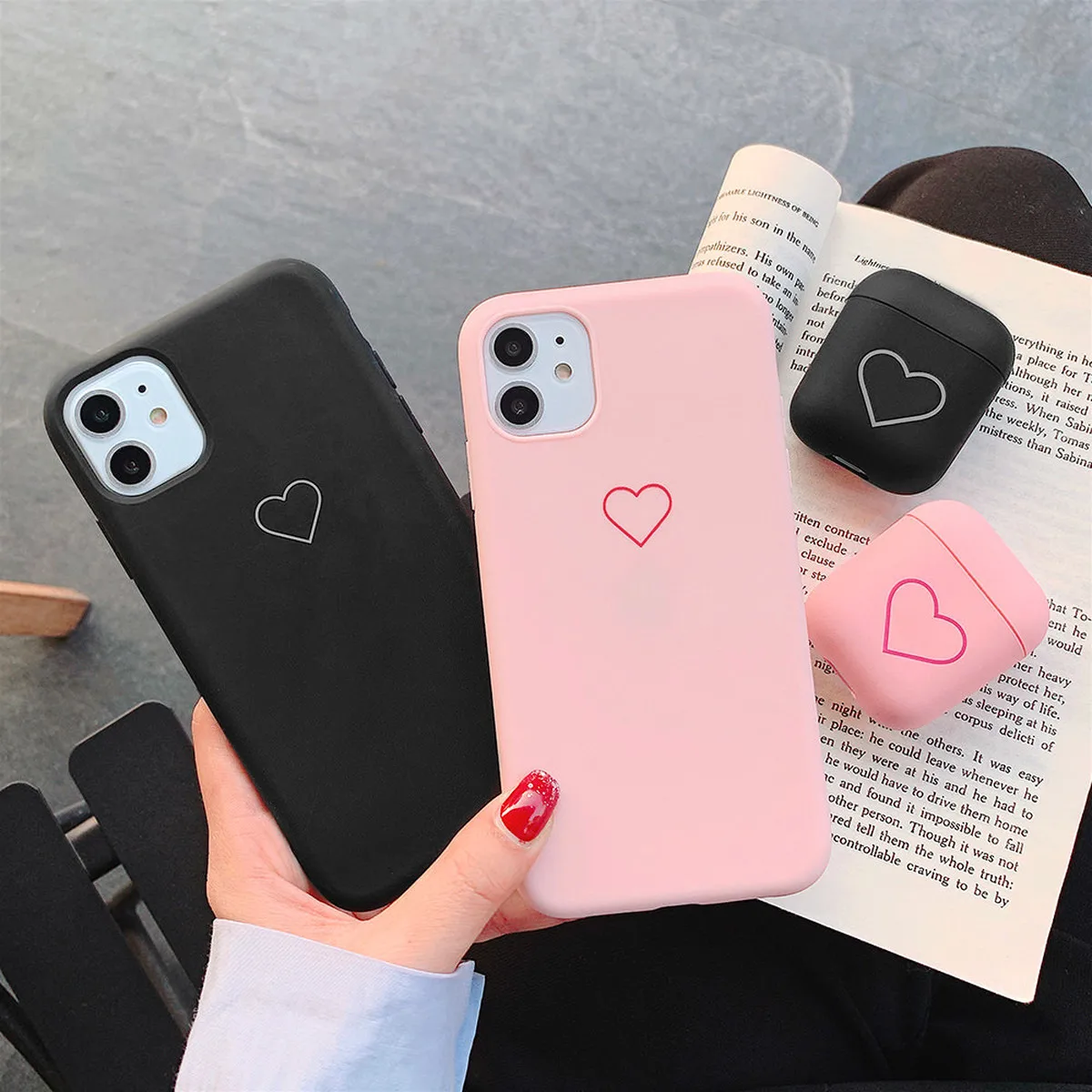Мягкий чехол для IPhone 11 Pro X Xr Xs Max Airpods 1 2 телефона с любовным сердцем 8 Plus 7 6S 6 5 5S SE2 12