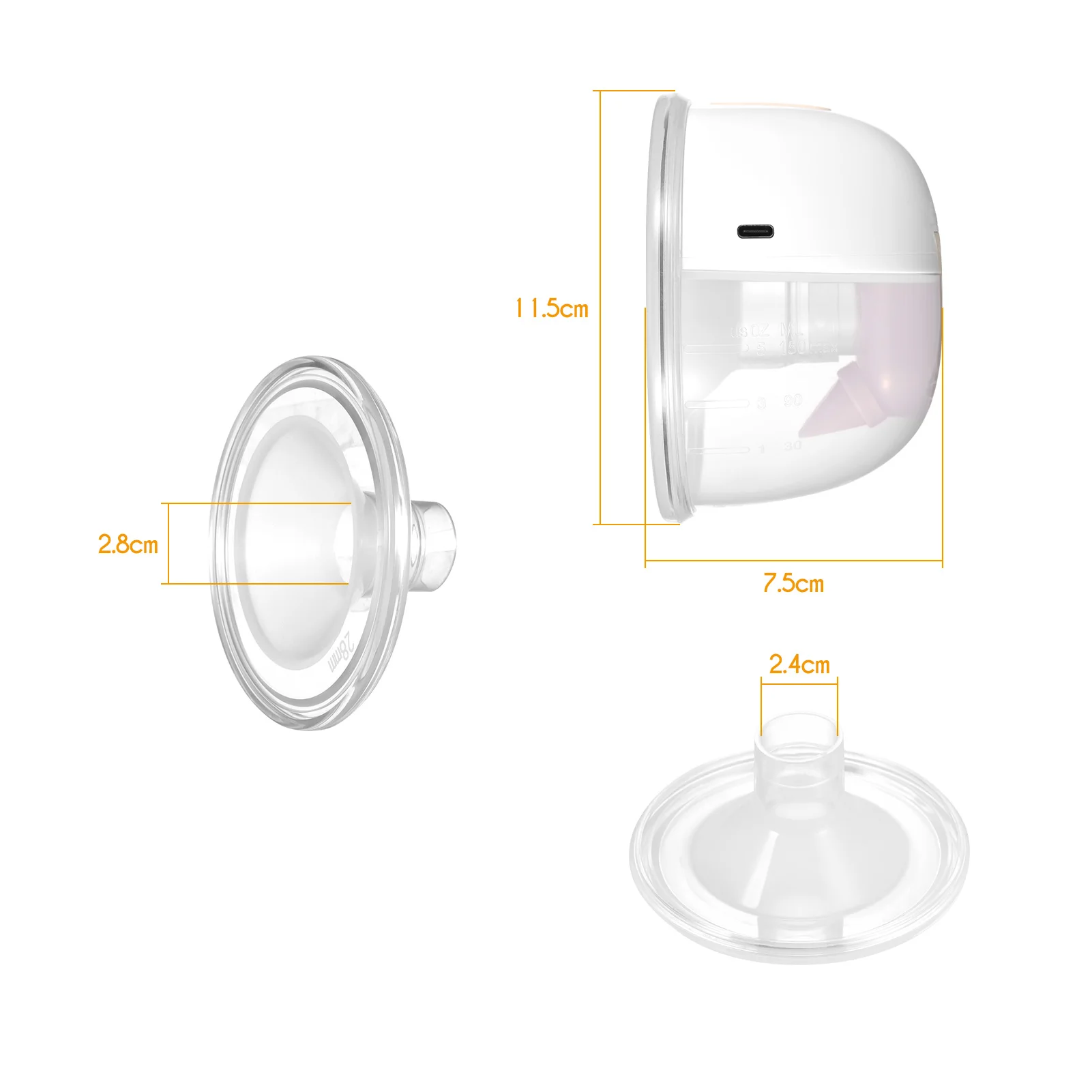 YOUHA Electric Breast Pump YH-7006 USB Wearable Hands Free Silent Invisible Breast Pump 3 Modes 9 Levels 24mm/28mm flanges 4