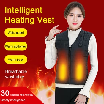 

Men Women Heated Vest Jacket Cotton Heating Vest USB Infrared Electric Heating Vest Outdoor Flexible Thermal Winter Warm Jacket