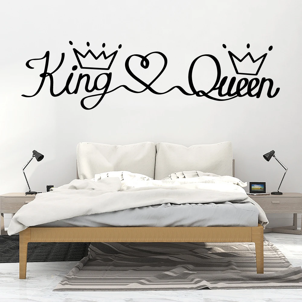 Wjwy Romantic King Queen Phrase Wall Sticker Vinyl Bedroom Art