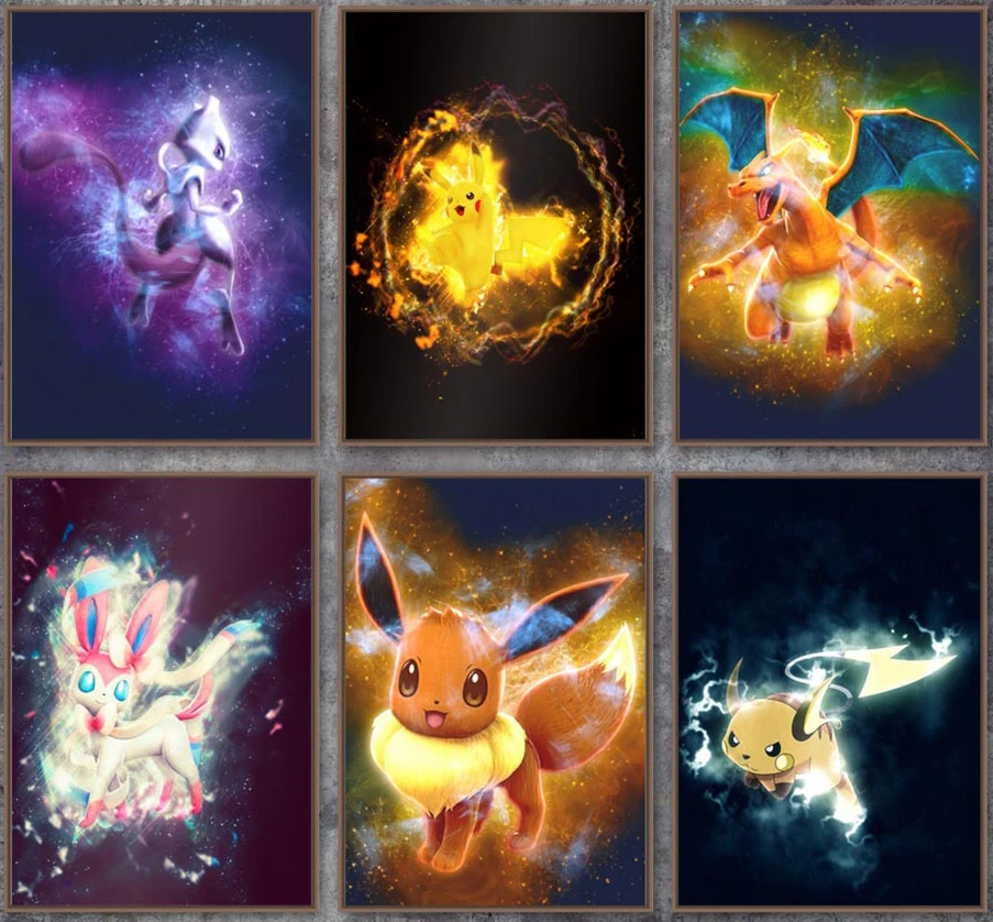 5D Стразы картина Pokemon Crystal Diy квадратная Алмазная с рисунком Пикачу домашний декор