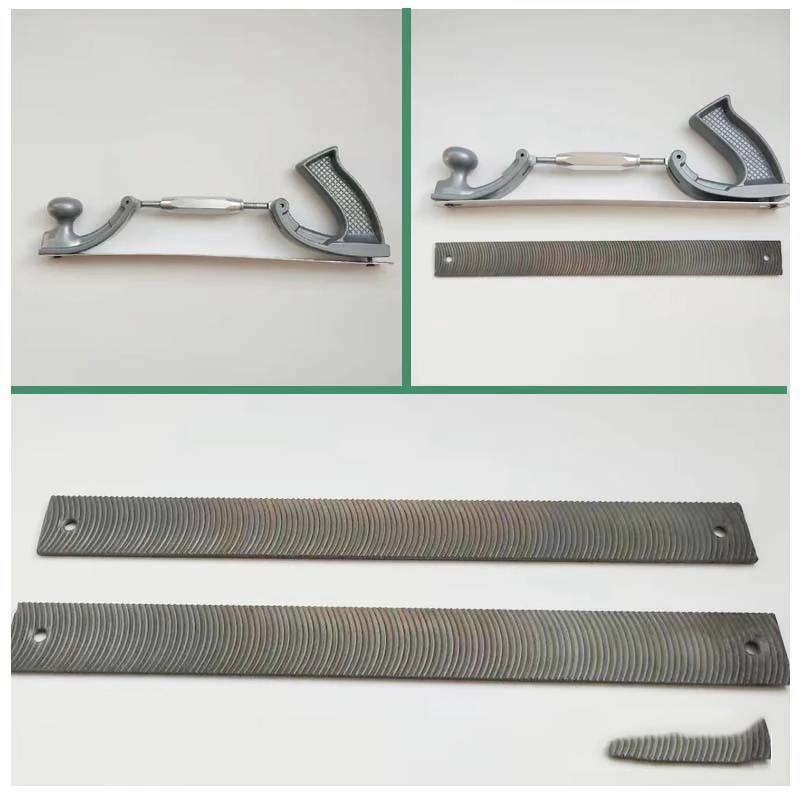 Size Adjustable Frame Milled Tooth Kit Car Body Polisher Files Metal Panel Polishing Curved Tooth Steel File Holder(Medium)
