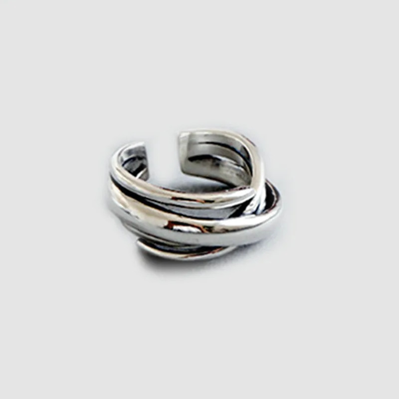 DreamySky Bijoux Boho стильные 925 пробы серебряные геометрические кольца оригинальной формы для женщин Подарки большие Регулируемые кольца на палец