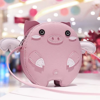 

Funny Homemade Sewing DIY Women Corssbody Bags Cute Cartoon Pink Pig Women Shouder Bags Birthday Gifts for girls