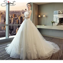 Сермент принцесса белая Мечта свадебное платье с открытыми плечами Милая Аппликация Кружевное бальное платье свадебное платье со шлейфом из пряжи