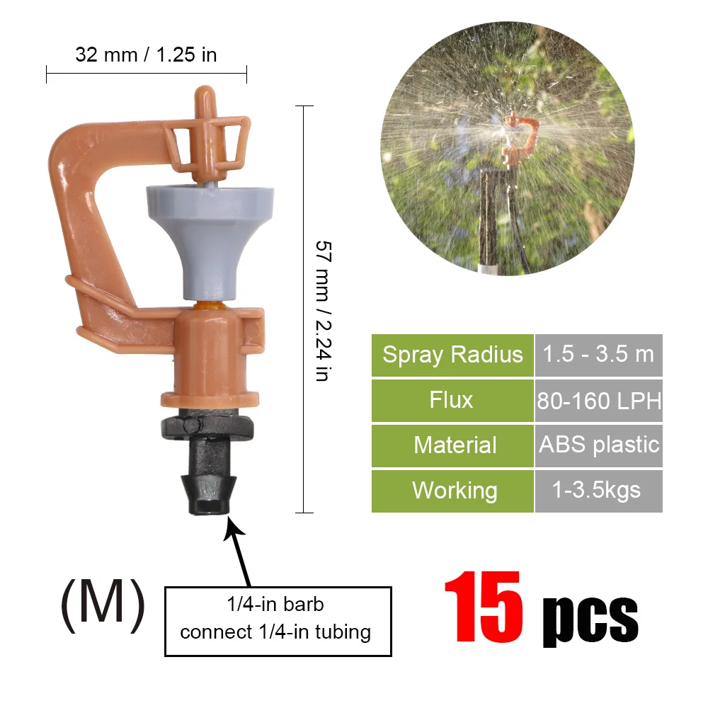 best Watering & Irrigation Kits MUCIAKIE 20 Types of Rotating Spinklers Drip Irrigation Mini Rotation Nozzle Spray w/ 1/4'' Barb Connector Mini Rotary Sprayer drip irrigation kit price Watering & Irrigation Kits