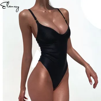 

Women Solid One Piece Swimsuit Sexy Swimwear 2020 Bathing Suit Bodysuit Swimsuit Backless Push Up Monokini High Waist Beach Wear