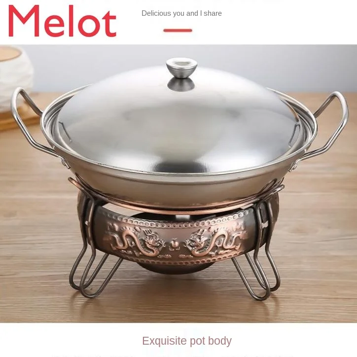 Thickened Stainless Steel Alcohol Stove Small Hot Pot Home Use and Commercial Use Hotel Stewed Pot Dry Solid Alcohol Stove