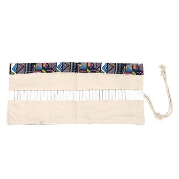 

School Canvas Roll Pouch Pen Storage pecncil box 36 Holes National style