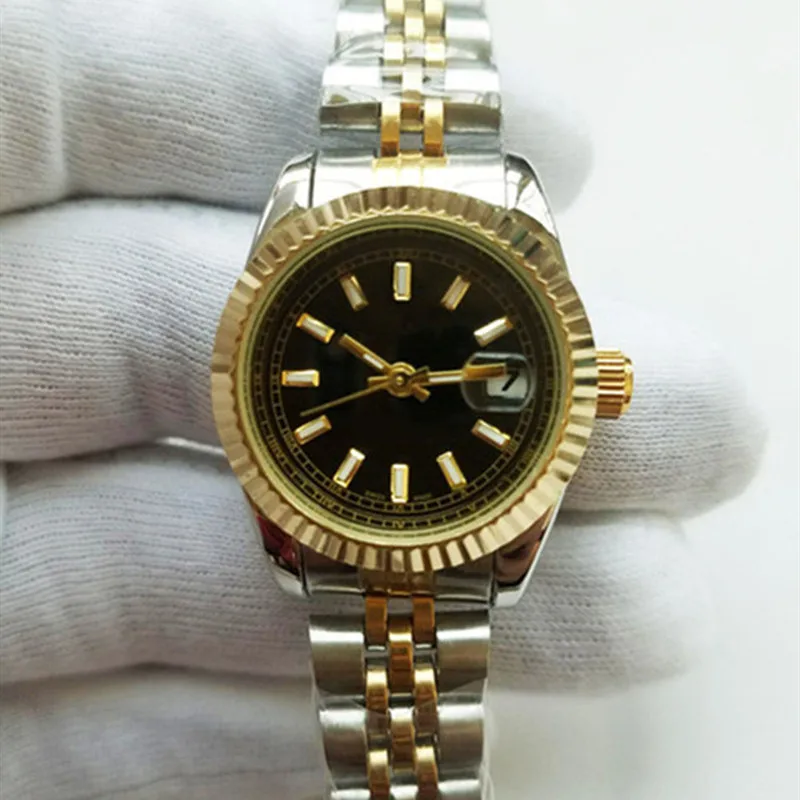 Reloj de pulsera de lujo para mujer, de 28mm, dorado, de cuarzo