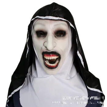 

Night Performance Latex Horror Personal Nun Mask Scary Full Face Wig Celebrations Halloween Theme Party Cosplay Bar Performances