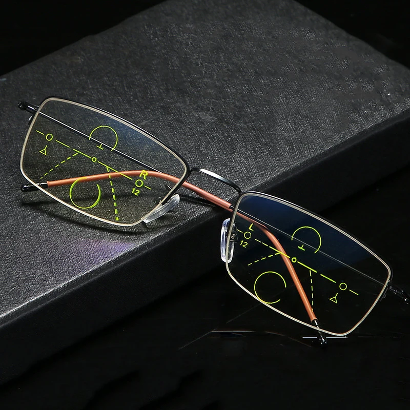 

Progressive Multifocal Reading Glasses Men Women Metal Bifocal Reader Glasses Presbyopic Diopter Eyewear 1.5 2.5 3.5 4.0 Unisex