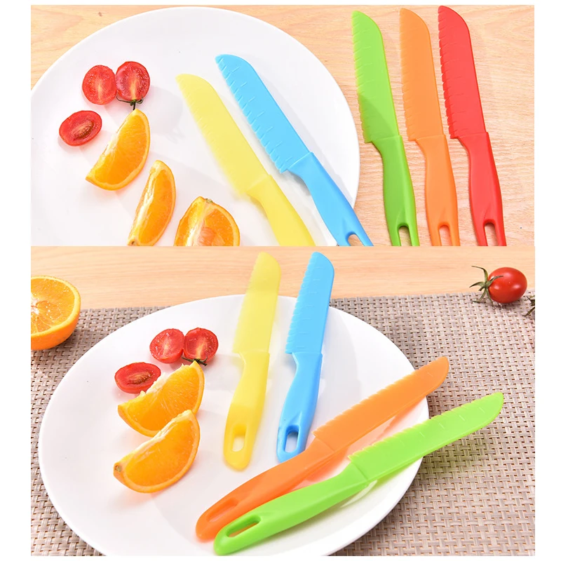 For Bread Lettuce Kitchen Knife Kids Chef Toddler Cooking Knive Plastic Fruit Knife Safe Children Paring Knives Sawtooth Cutter