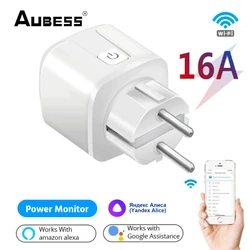 Aubess Smart Plug WiFi Socket EU 16A Power Monitor Voice Control Tuya SmartLife APP Control Works With Alexa Google Assistant