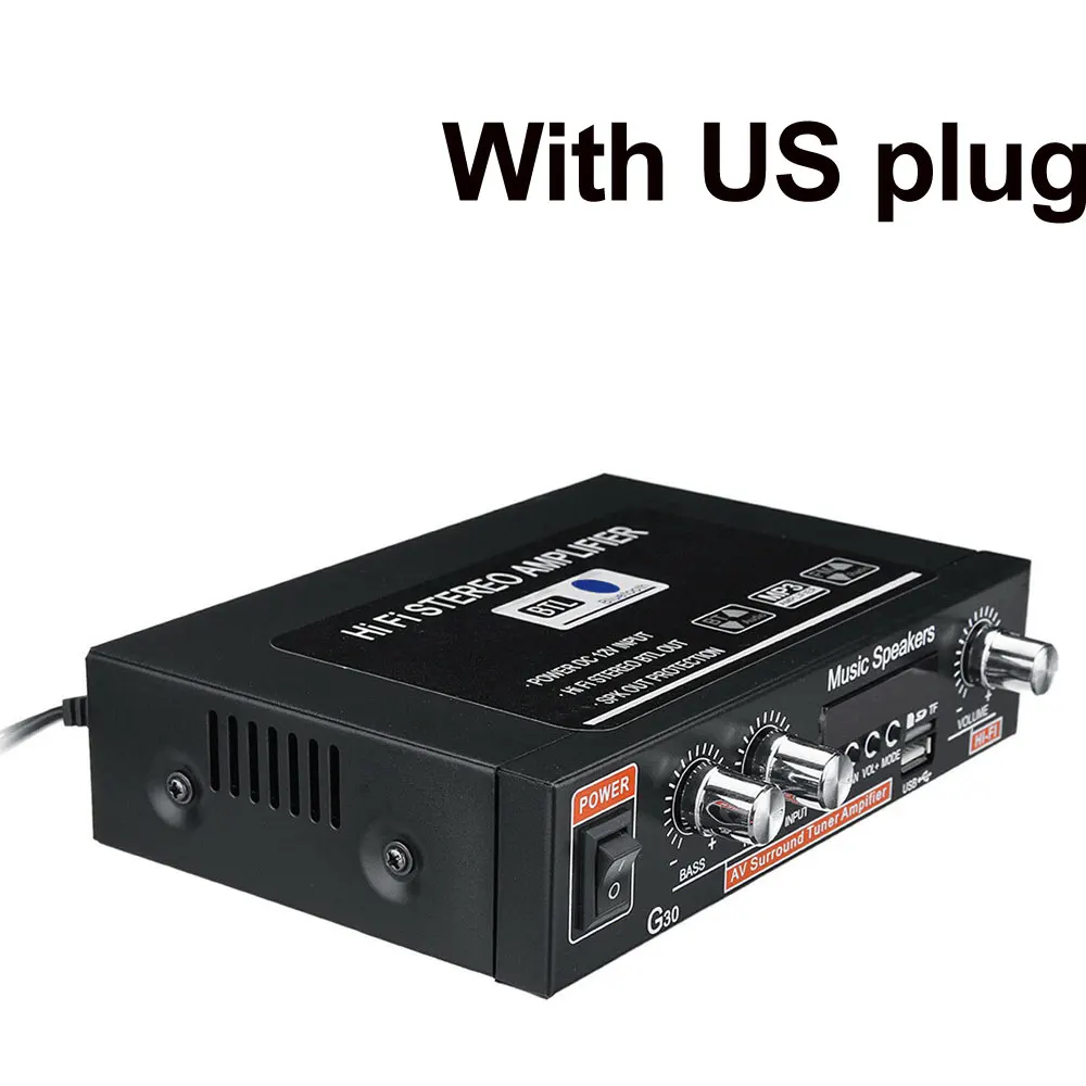us plug Универсальный G30 HIFI Bluetooth автомобильный аудио усилитель мощности FM радио плеер Поддержка SD/USB/DVD/MP3 с пультом дистанционного управления - Цвет: us plug