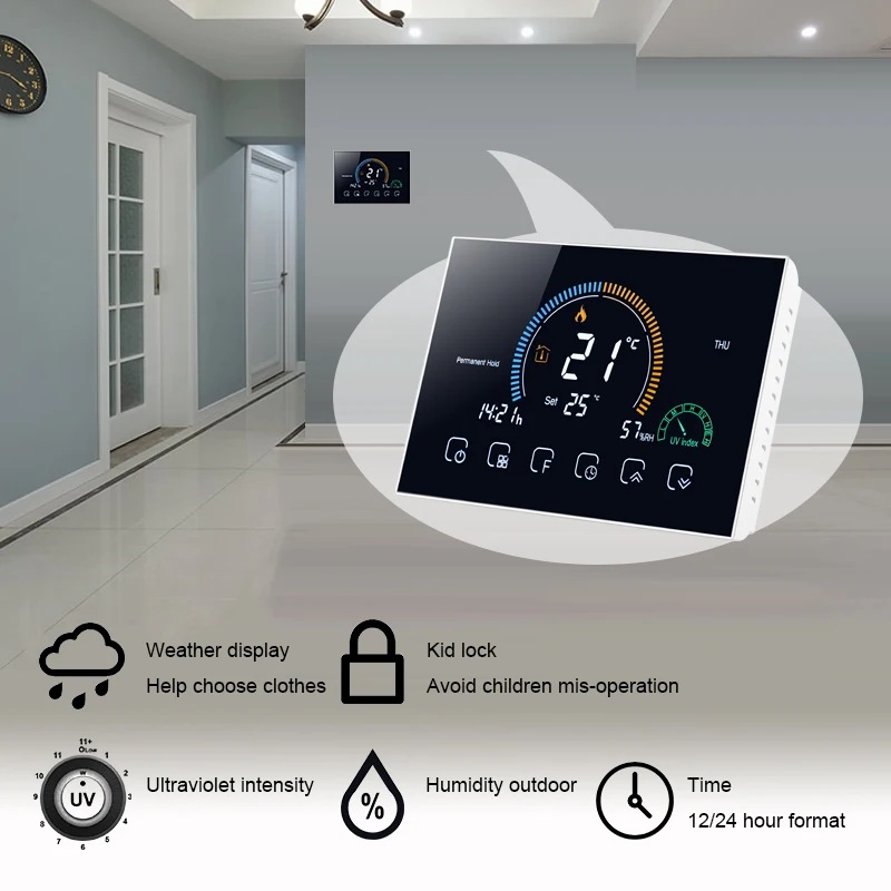 Термостат MJZM 16A 8000 WiFi работает с Alexa Google Home Электрический терморегулятор для