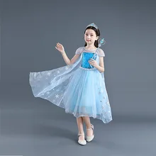 Детские платья для девочек с изображением героев мультфильма «Холодное сердце»; костюм Эльзы; платье принцессы на Хеллоуин, Рождество, вечеринку; элегантная детская одежда на год