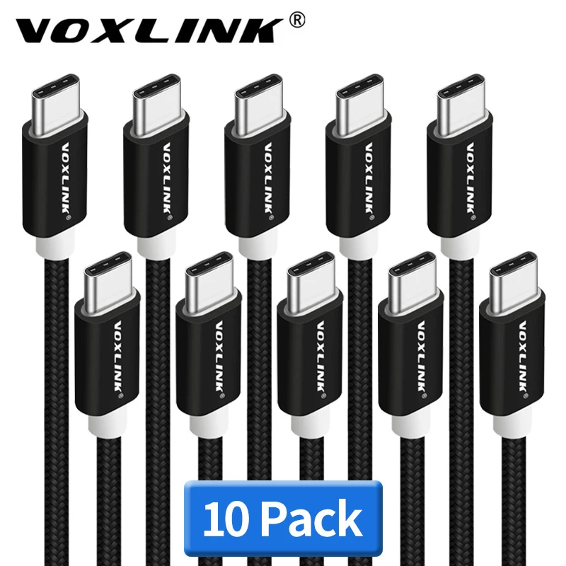 USB-кабель VOXLINK TypeC 10 шт. в упаковке нейлоновый плетеный кабель быстрой зарядки для
