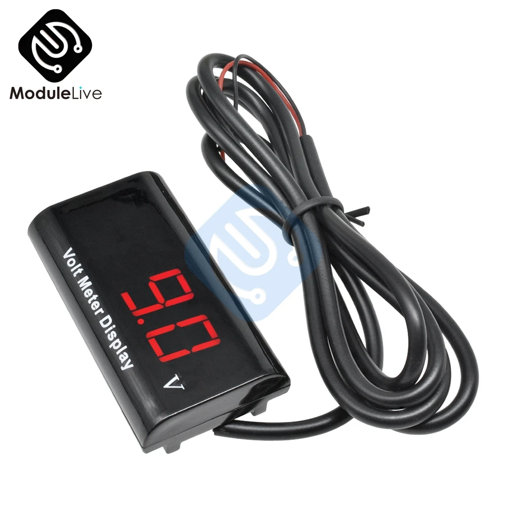 DC 3-18V 5V 9V 12V 0,56 Inch Вольтметр цифровой светодиодный двухпроводной IPX6 Водонепроницаемый тестер напряжения для автомобиль, мотоцикл электромобиль велосипед