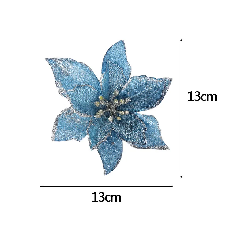 5 шт. золото серебро 13 см большая шелковая Цветочная головка искусственный цветок для DIY Рождественская елка Новогоднее украшение для дома adornos de navidad