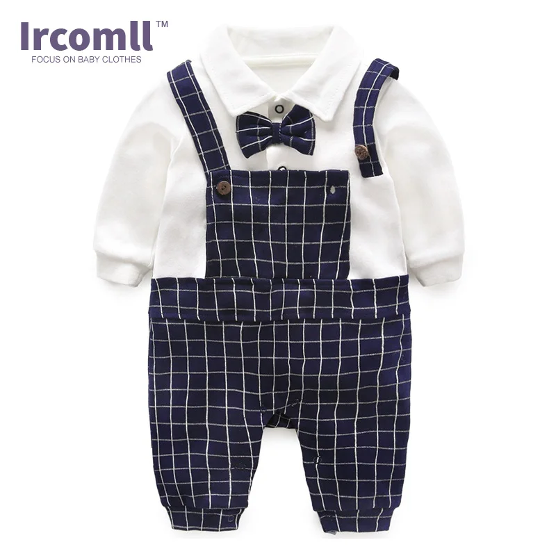 Ircomll 2018 модная одежда для маленьких мальчиков хлопковые комбинезоны с галстуком