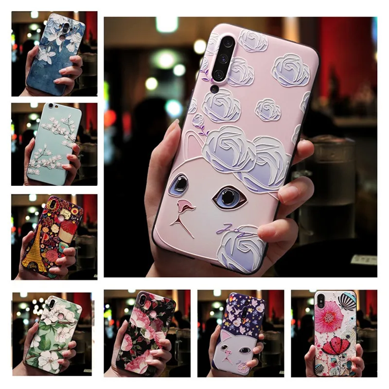

3D Emboss Cat Painted Case For Xiaomi Mi CC9 Case Silicone Soft Back Cover Case For Xiaomi Mi CC9e Case Black Bumper Coque Funda