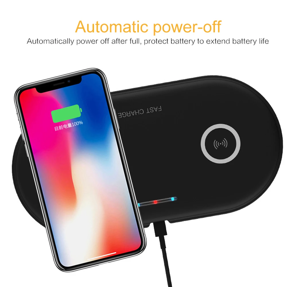 10 Вт двойная Зарядка Qi Беспроводное зарядное устройство для samsung Galaxy S9 S9 Plus USB зарядное устройство для iPhone Xs Max 11 Pro Max