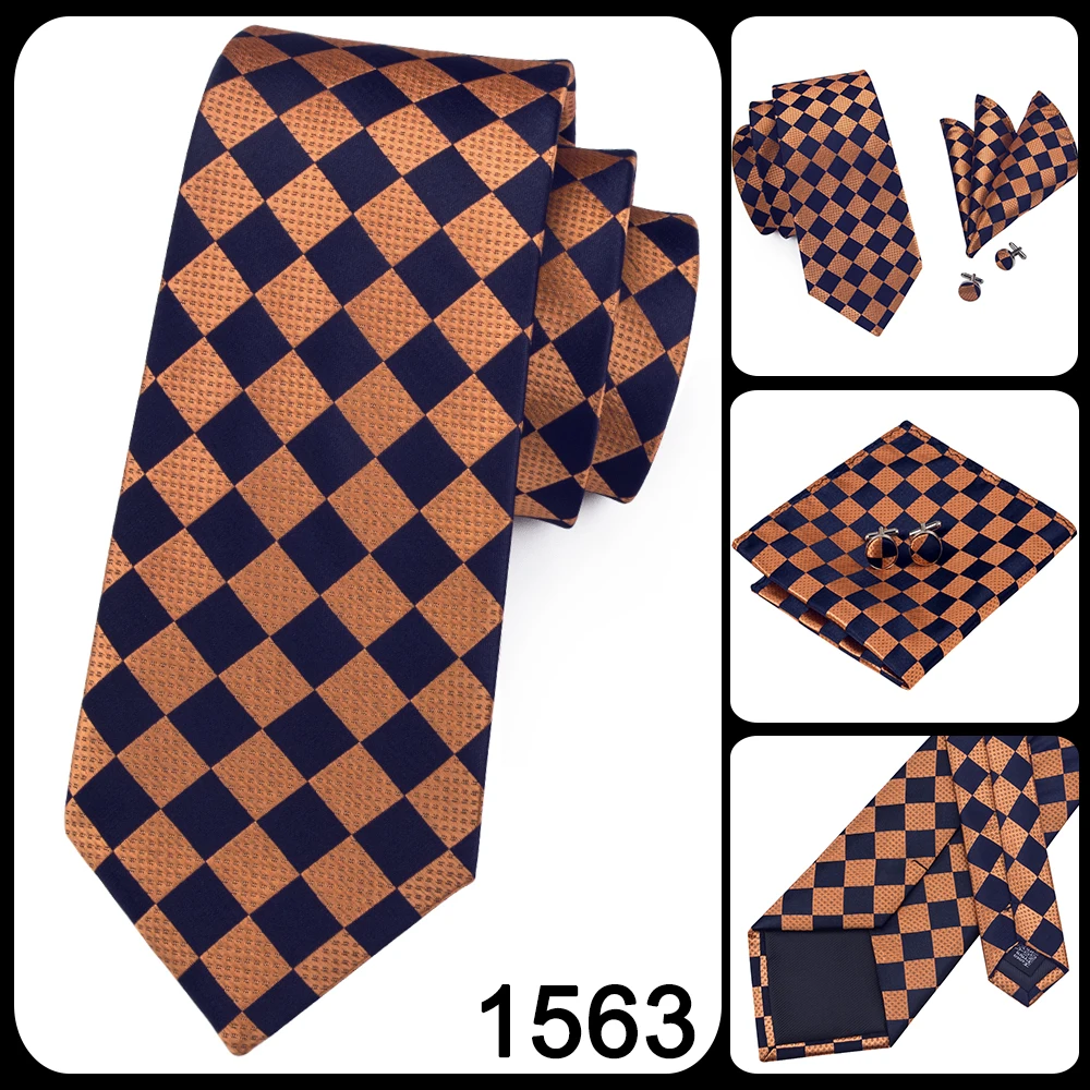 Hallo-Krawatte Orange Solide Paisley männer Krawatte Set Seide Hochzeit Krawatte Für Männer Neue Mode Designer Qualität Hanky manschettenknöpfe Set Dropshipping – Detail 11