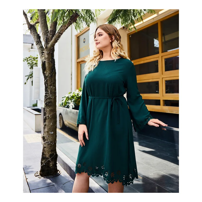 Модное осенне-зимнее платье размера плюс для женщин, Свободные ...