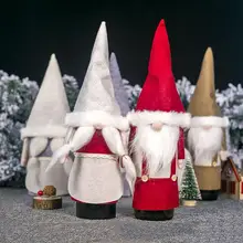 Рождественская бутылка вина покрывает Gnome шампанское крышка бутылки одежда кухня украшение для нового года Рождество декор для вечеринки Рождества
