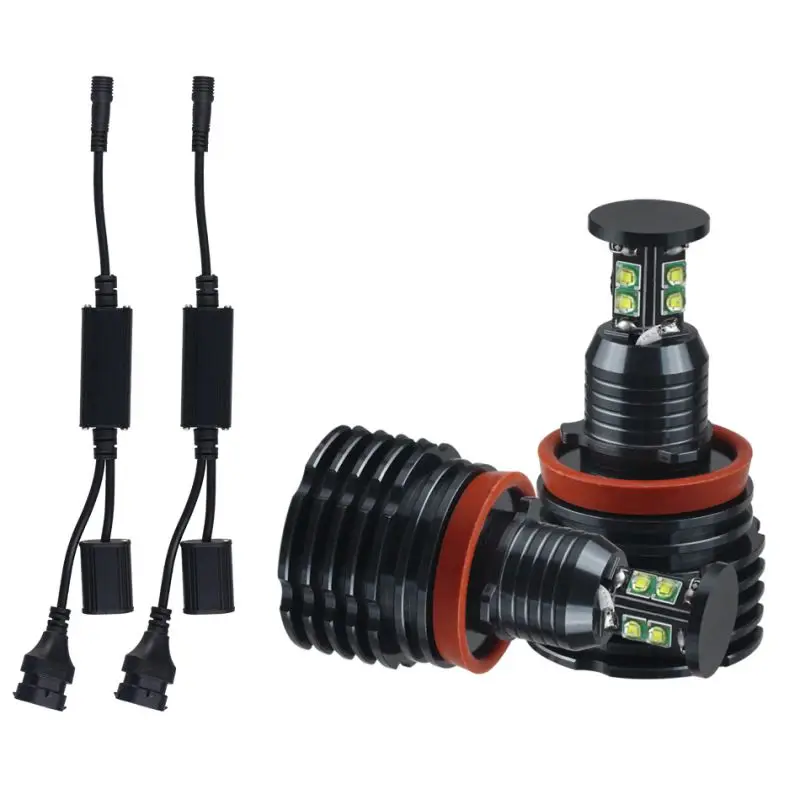 

2Pcs Fog Lights Headlight H8 Can Bus Error Free LED Angel Eye Fit For BMW E90 E92 E60 80W Marker Lights Bulbs