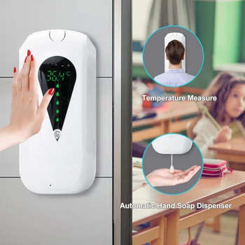 

Automatic Soap Dispenser with Infrared Thermometer Touchless 1200ml Wall Mount Automatic Hand Dispenser Gel Dispenser
