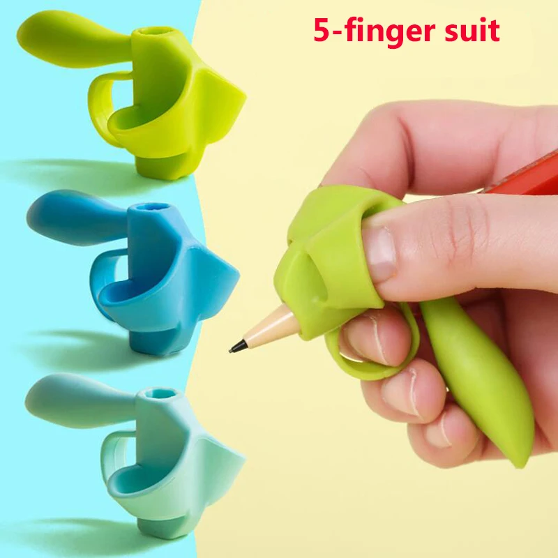 3/5 Silicone Finger Pencil Pen Holder Kids Learning Tool Stationery Aid Grip Posture Correcting Device 3pc / Set