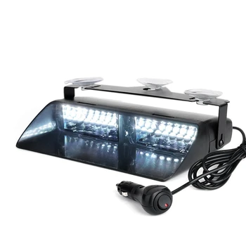 

White 16 LED High Intensity LED Law Enforcement Emergency Hazard Warning Strobe Lights for Interior Roof/Dash/Windshield with Su