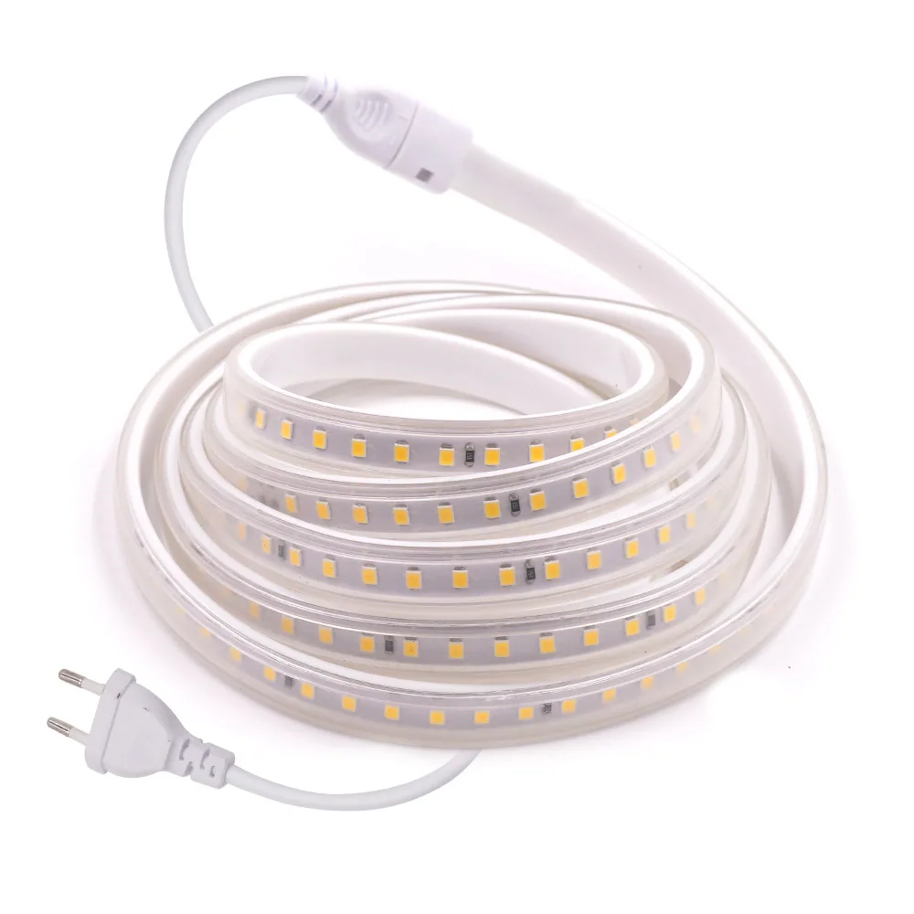 220V Светодиодные ленты светильник высокой яркости SMD2835 60 Светодиодный s/M, 120 светодиодный s/М гибкий светодиодный лента с ЕС переключение вилок Водонепроницаемый светодиодный ленточный Декор