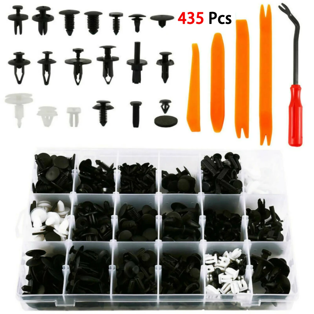 

435 PCS/Set Car Body Interior Fender Bumper Retainers Fasteners Clips Plastic Rivets Trim Assortment Kit Screws Panel Fastener