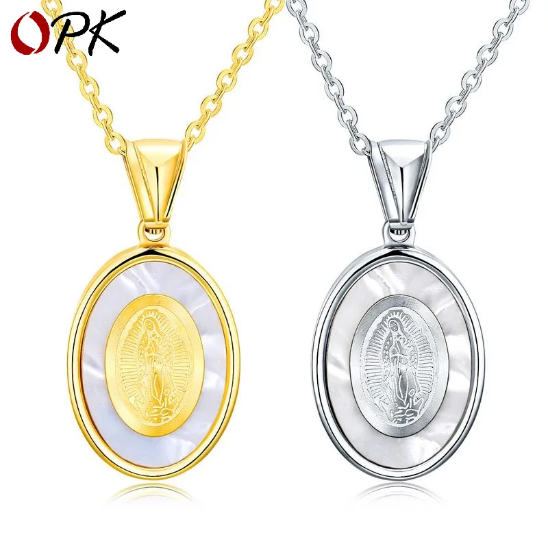 

Supply of Goods Europe And America Accessories Religious Guadalupe Blessed Virgin Mary Ellipse Tag Men And Women-Necklace